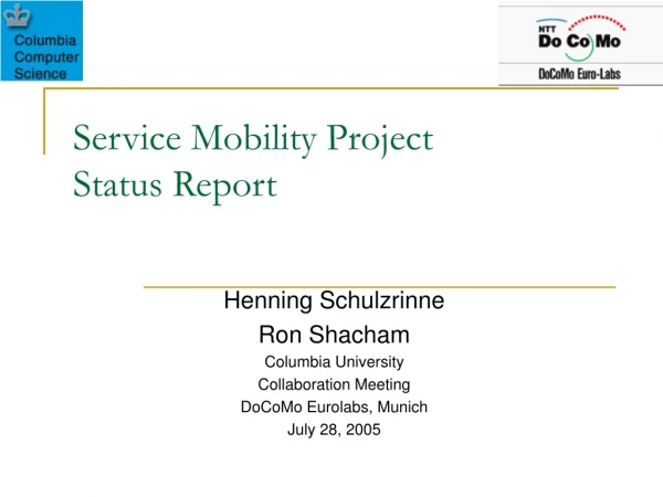 Service Mobility Project Status Report