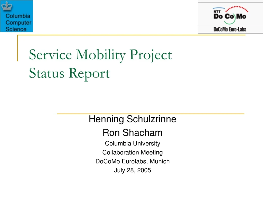 service mobility project status report