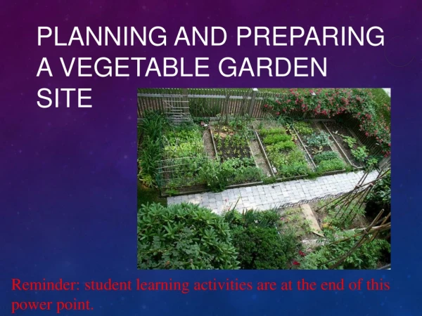 Planning and Preparing a Vegetable Garden Site