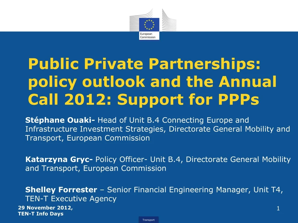 public private partnerships policy outlook and the annual call 2012 support for ppps