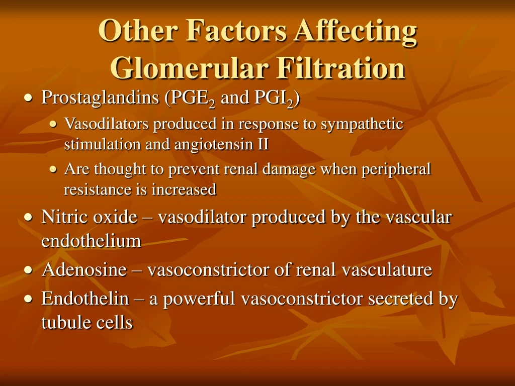 other factors affecting glomerular filtration