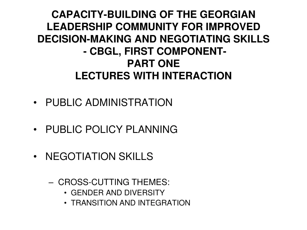 capacity building of the georgian leadership