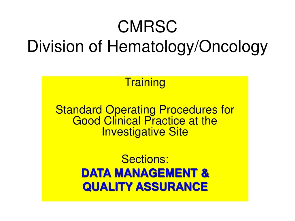 cmrsc division of hematology oncology