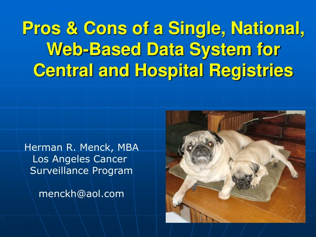 pros cons of a single national web based data system for central and hospital registries