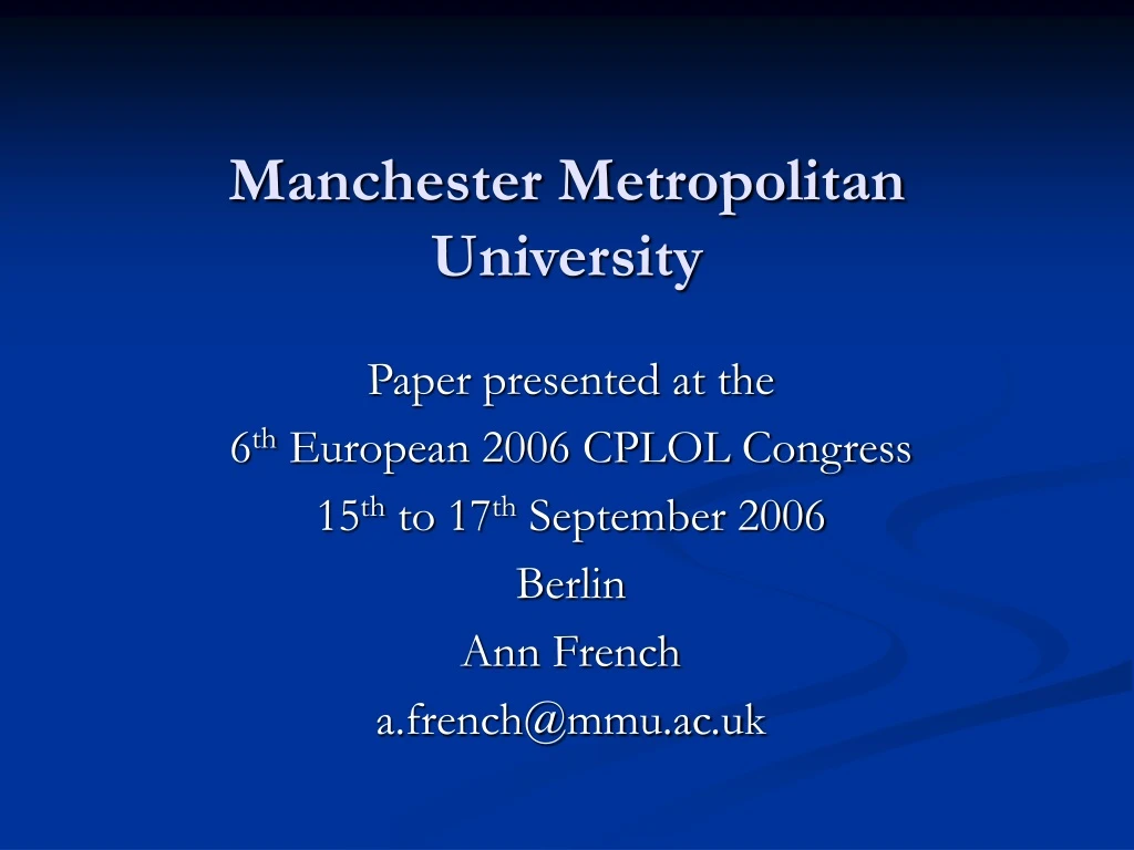 manchester metropolitan university