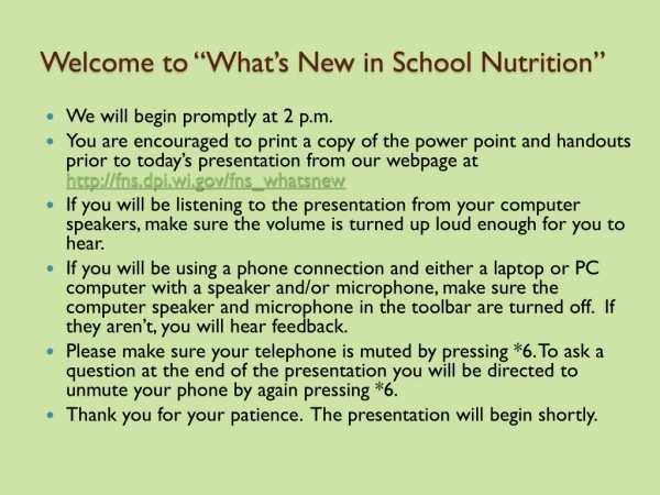 Welcome to “What’s New in School Nutrition”