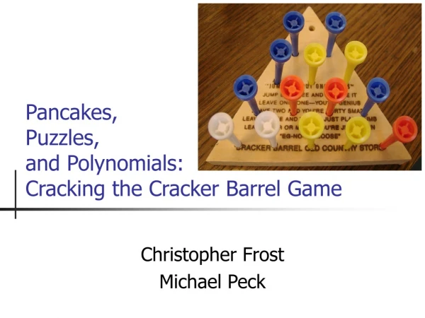 Pancakes, Puzzles, and Polynomials: Cracking the Cracker Barrel Game