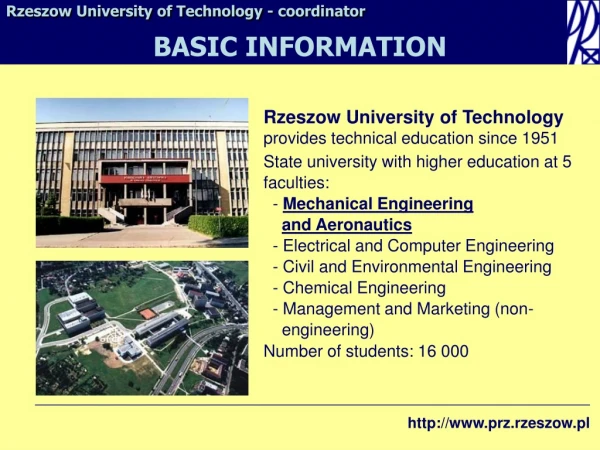 Rzeszow University of Technology provides technical education since 1951