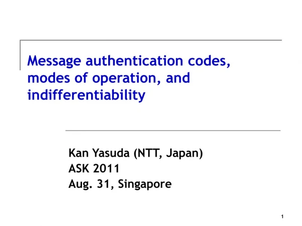 Message authentication codes, modes of operation, and indifferentiability