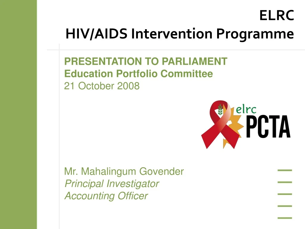 elrc hiv aids intervention programme