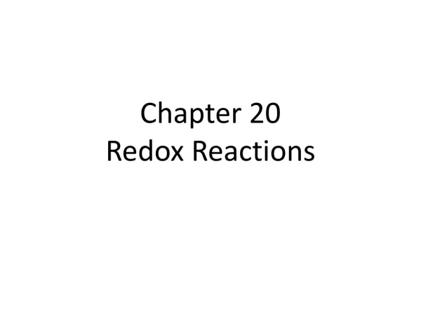 Chapter 20 Redox  Reactions