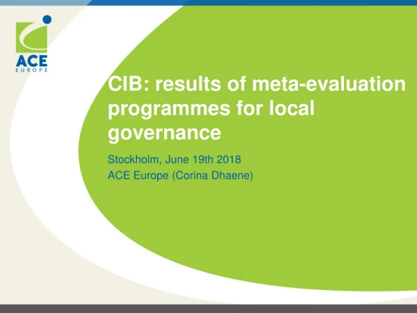 CIB: results of meta-evaluation programmes for local governance