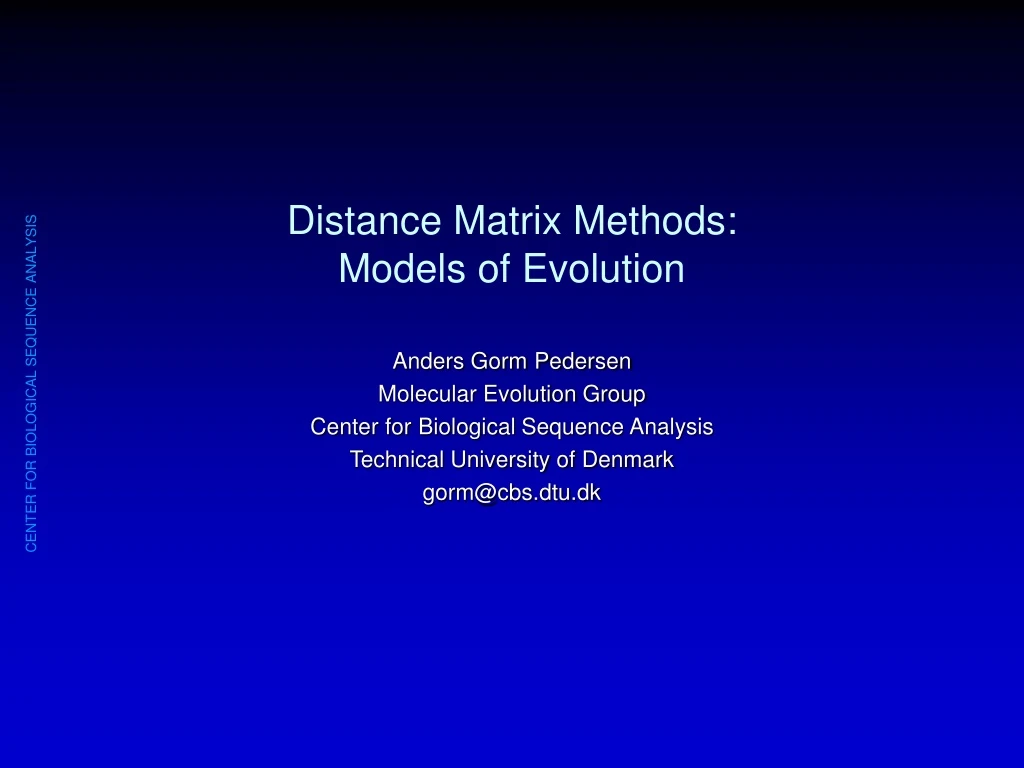 distance matrix methods models of evolution