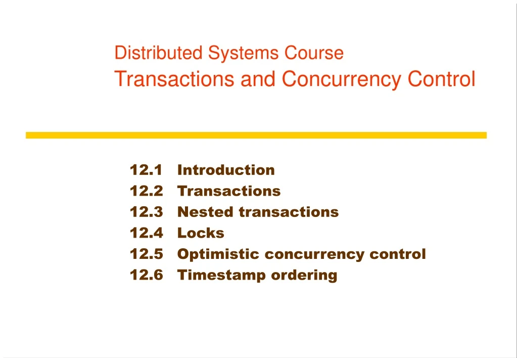 distributed systems course transactions and concurrency control