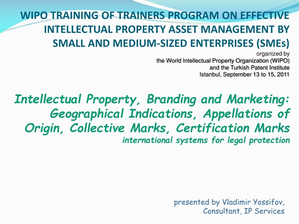 wipo training of trainers program on effective