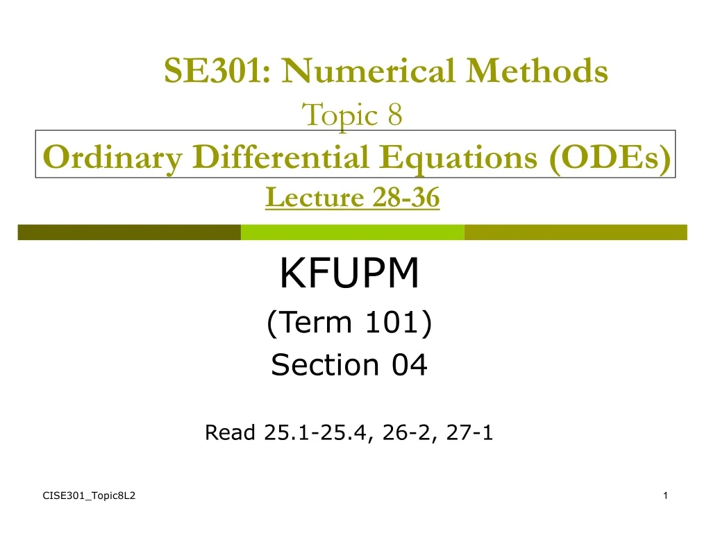 se301 numerical methods topic 8 ordinary