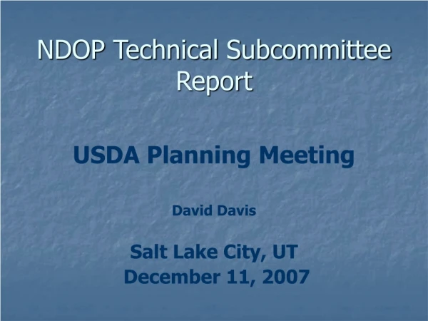 NDOP Technical Subcommittee Report