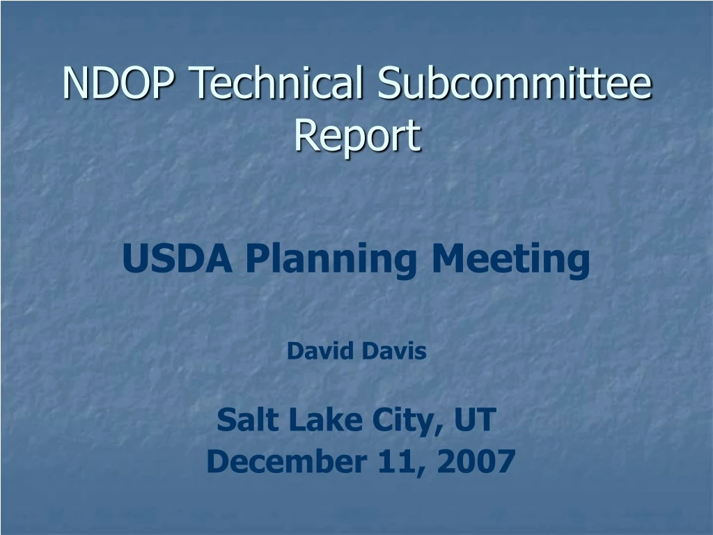 ndop technical subcommittee report