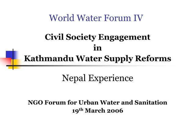 World Water Forum IV