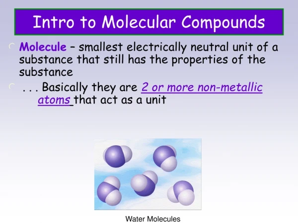 Intro to Molecular Compounds