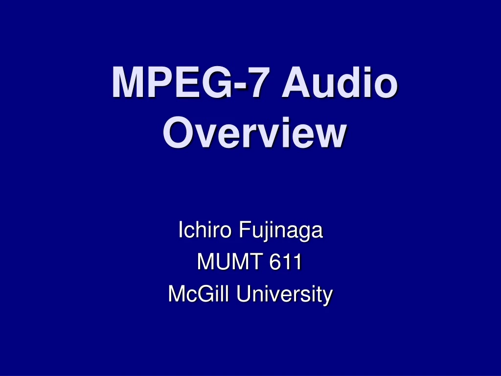 mpeg 7 audio overview