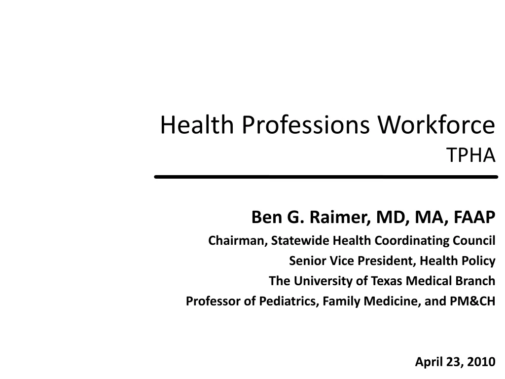 health professions workforce tpha