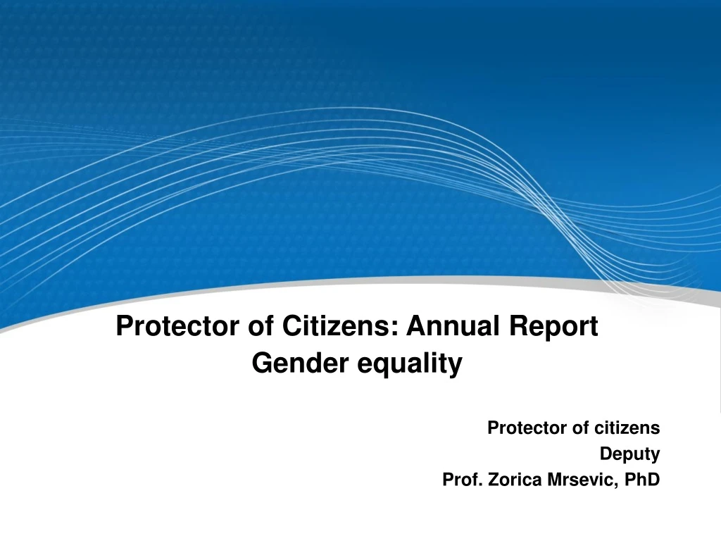 protector of citizens annual report gender equality