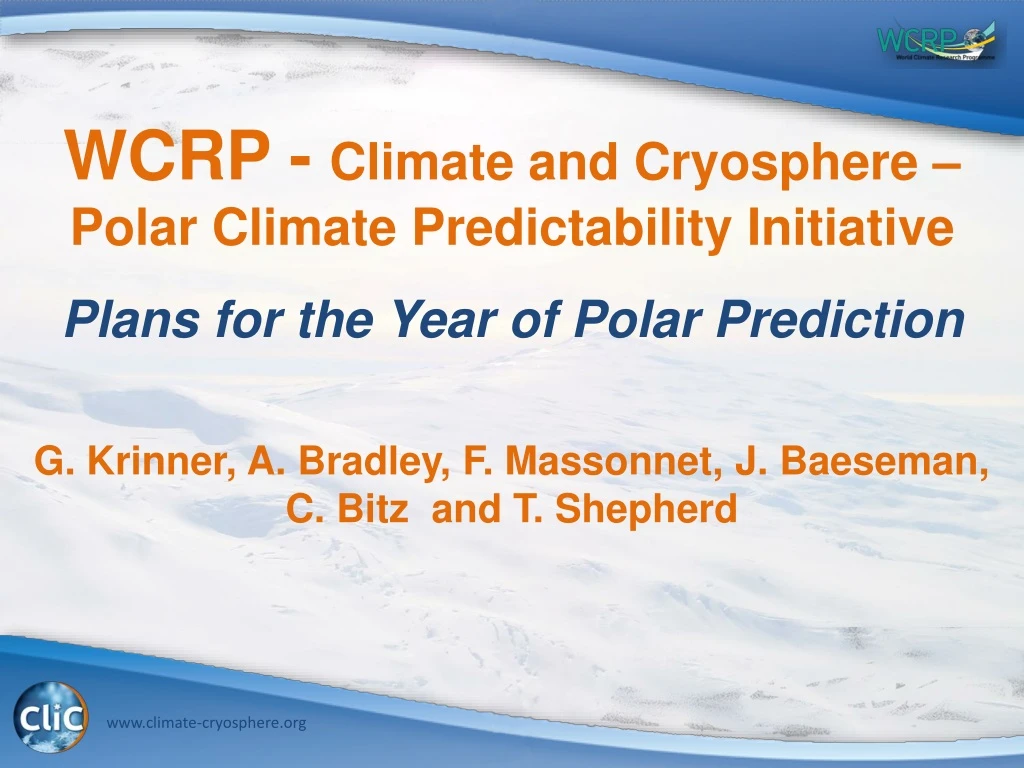 wcrp climate and cryosphere polar climate