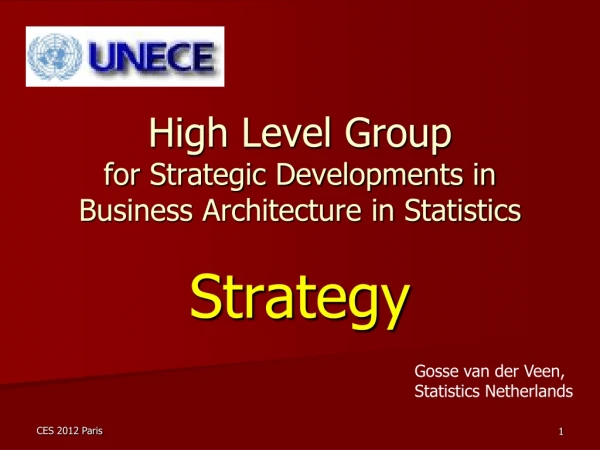 High Level Group for Strategic Developments in Business Architecture in Statistics