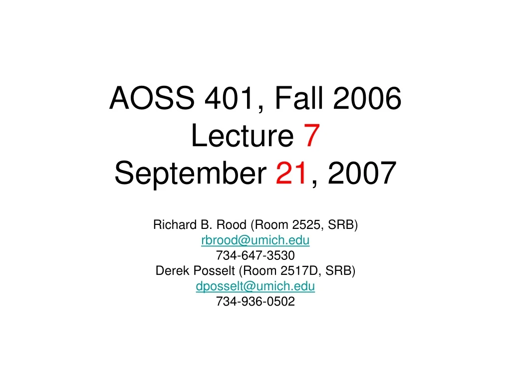 aoss 401 fall 2006 lecture 7 september 21 2007