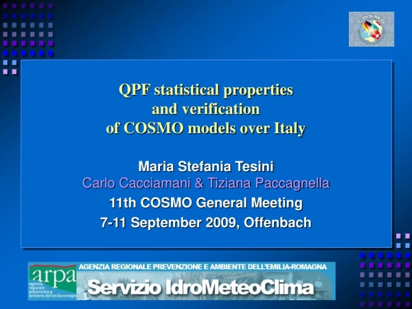 QPF statistical properties  and verification  of COSMO models over Italy
