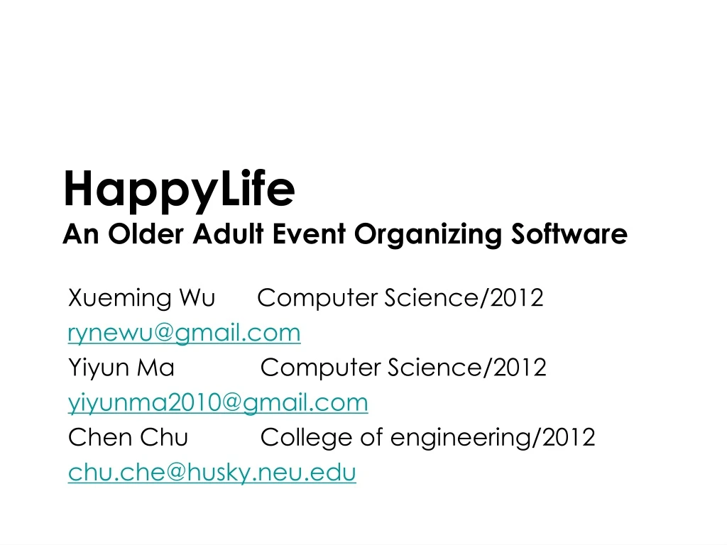 happylife an older adult event organizing software