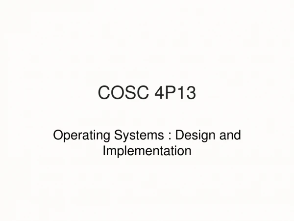 COSC 4P13