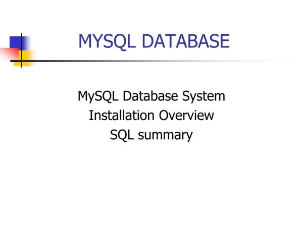 MYSQL DATABASE