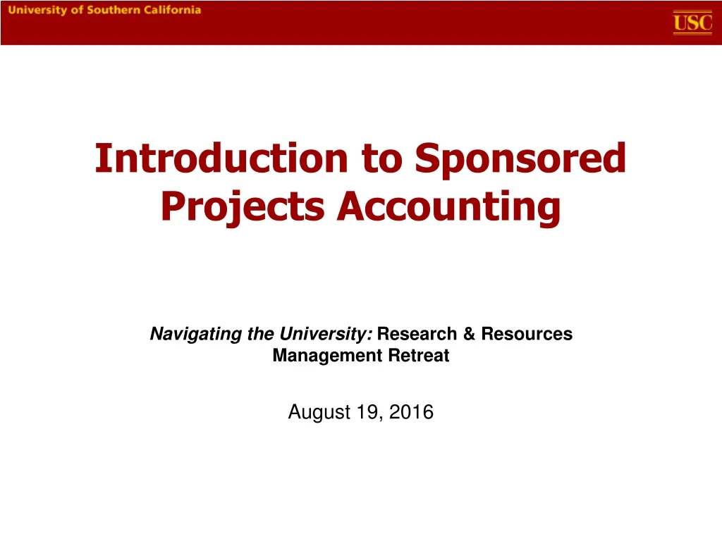 introduction to sponsored projects accounting