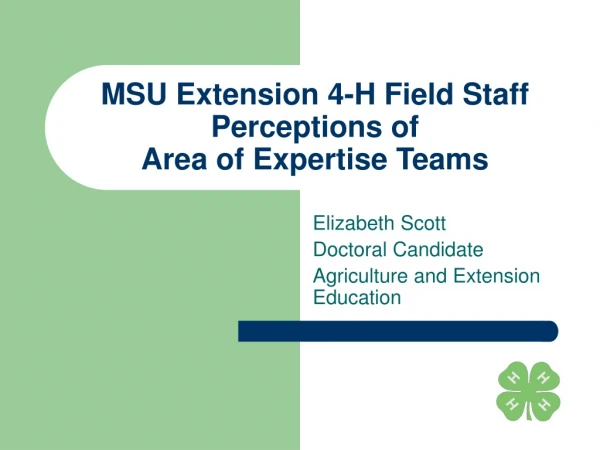 MSU Extension 4-H Field Staff Perceptions of  Area of Expertise Teams