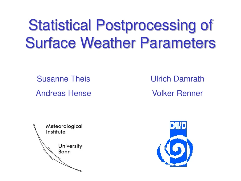 statistical postprocessing of surface weather
