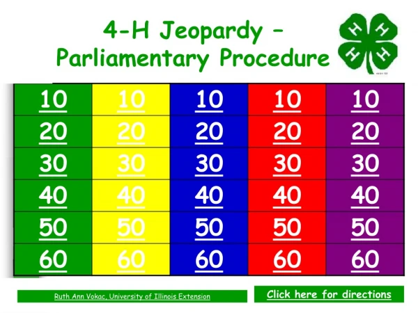 4-H Jeopardy – Parliamentary Procedure