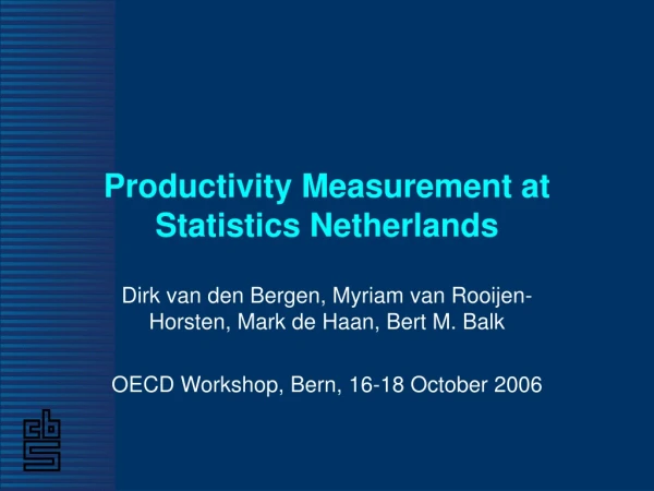 Productivity Measurement at Statistics Netherlands