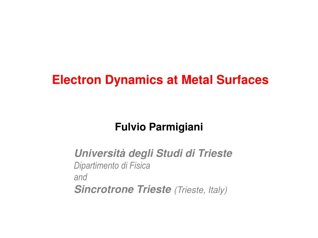 electron dynamics at metal surfaces