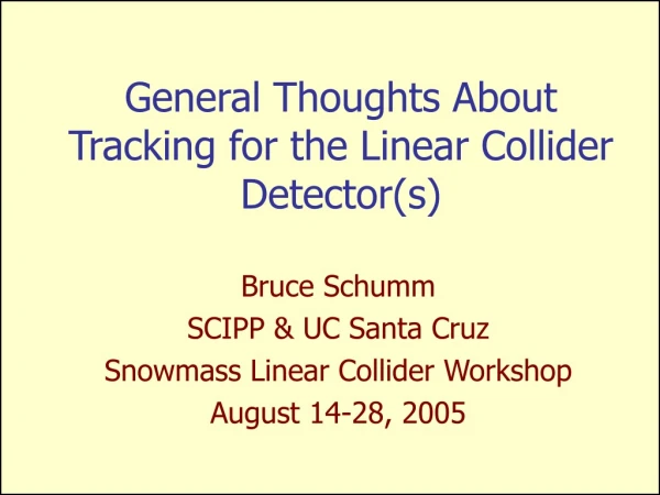 General Thoughts About Tracking for the Linear Collider Detector(s)