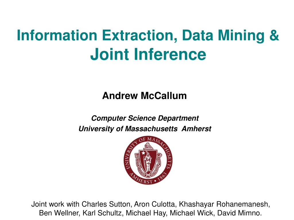 information extraction data mining joint inference