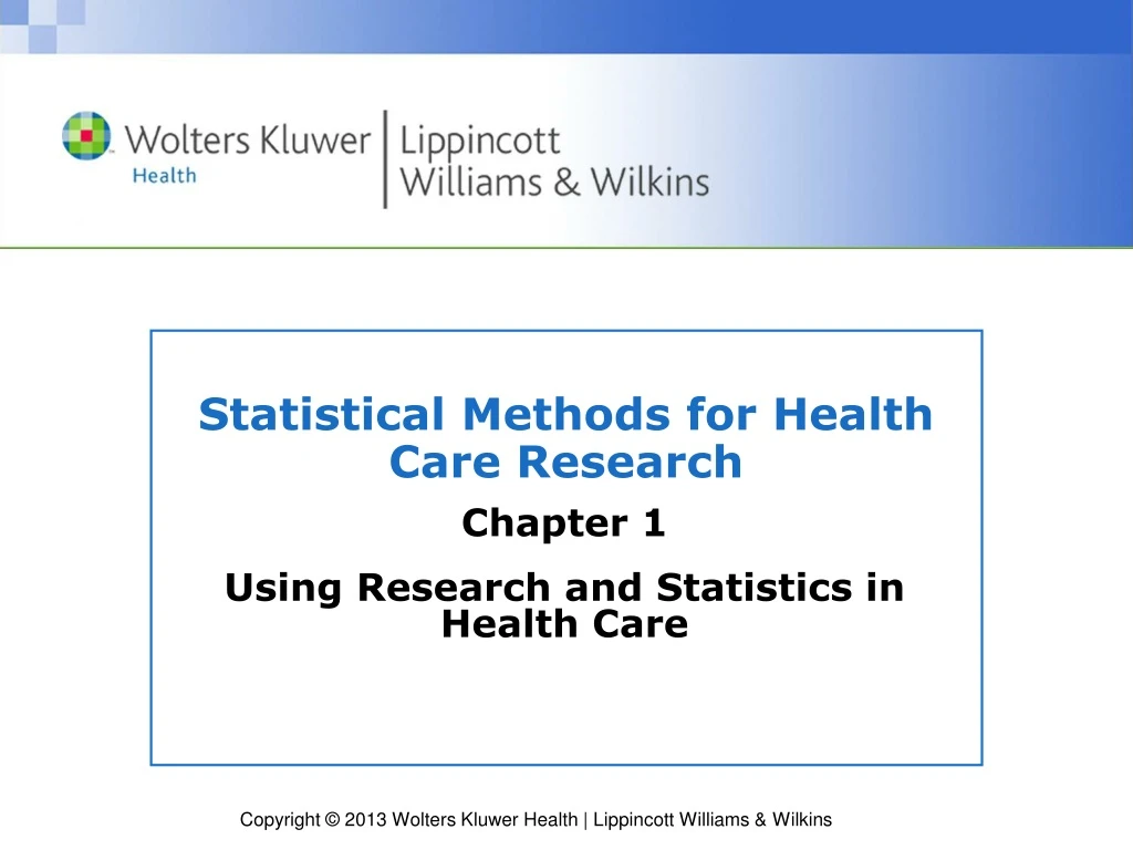 statistical methods for health care research