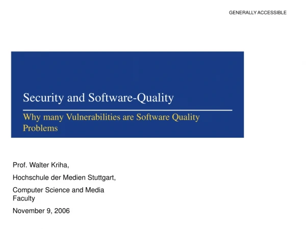 Security and Software-Quality