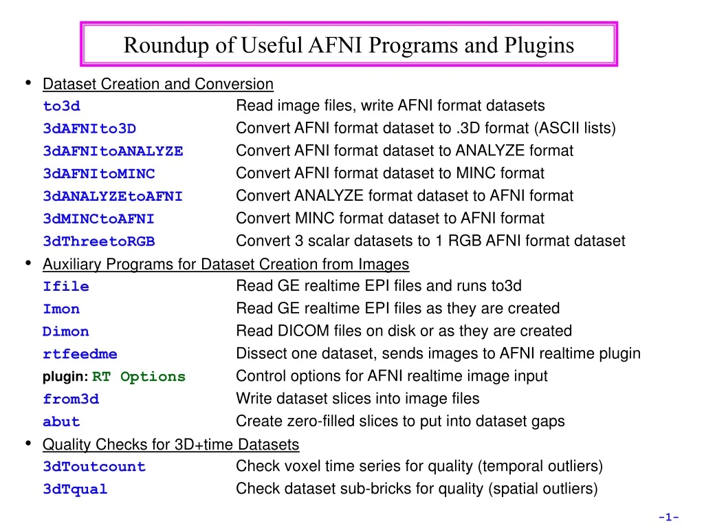 roundup of useful afni programs and plugins