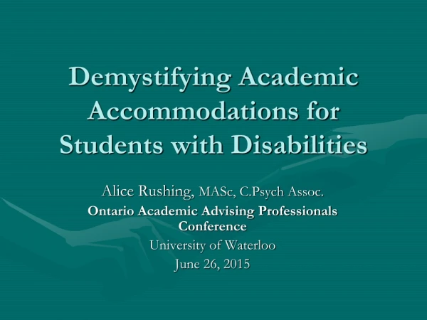 Demystifying Academic Accommodations for Students with Disabilities