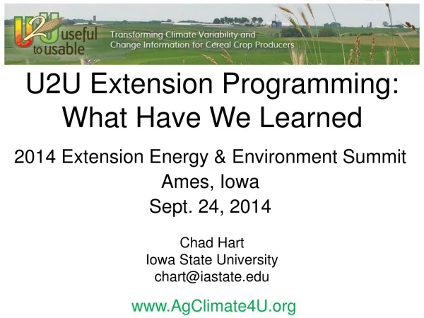 U2U Extension Programming: What Have We Learned