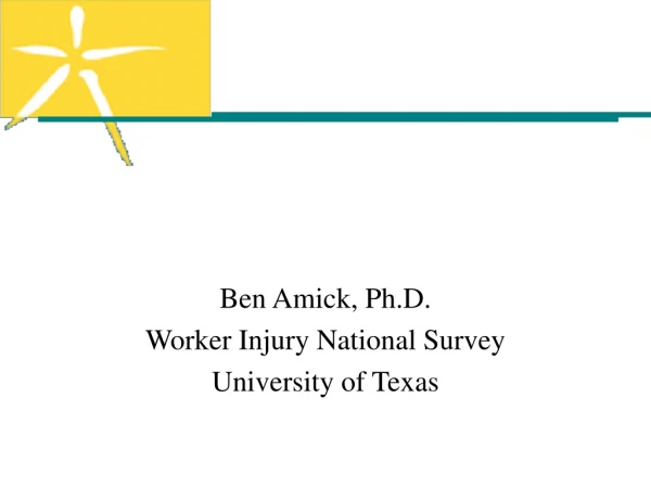 Ben Amick, Ph.D. Worker Injury National Survey University of Texas