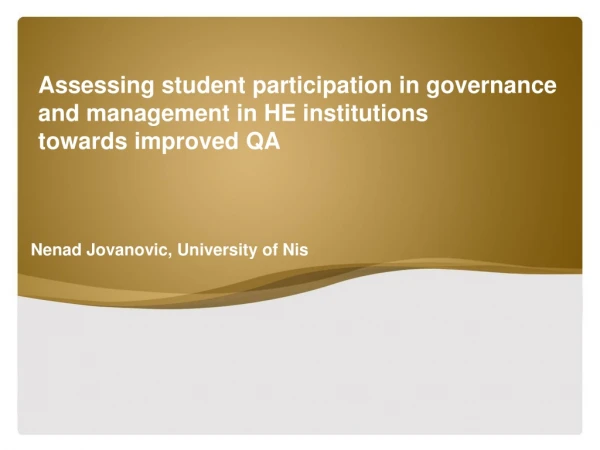 Assessing student participation in governance and management in HE institutions