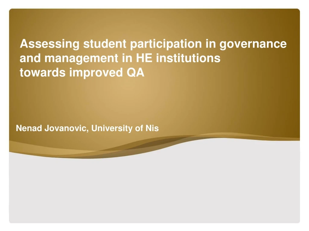 assessing student participation in governance